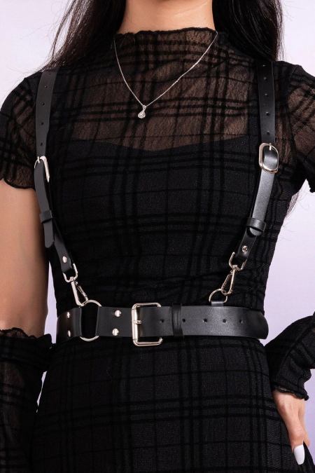 Women's Shoulder and Waist Leather Harness with Buckle