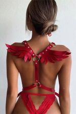 Angel Wing Detailed Stylish Leather Harness