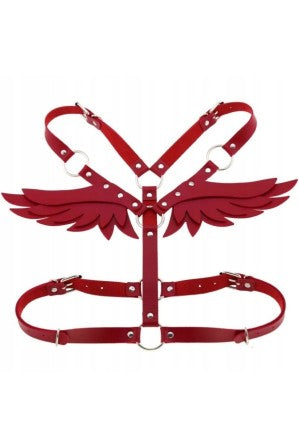 Angel Wing Detailed Stylish Leather Harness