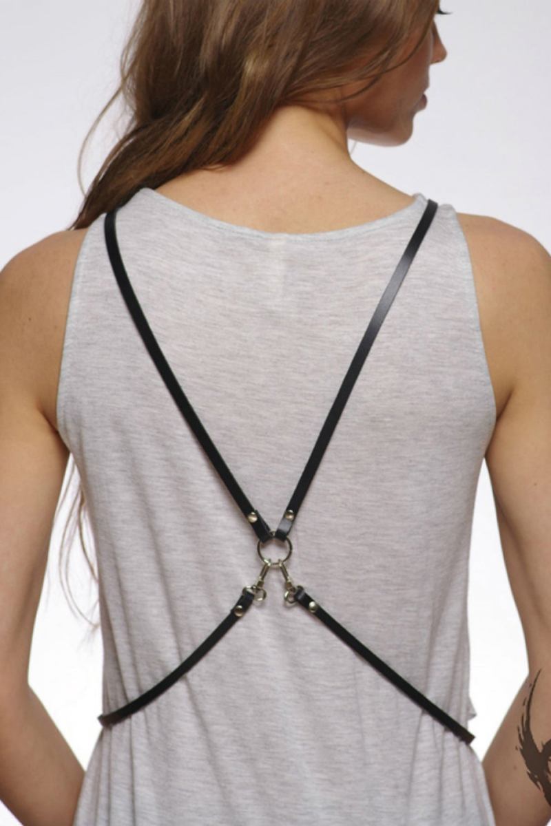 Black Casual Stylish Leather Harness