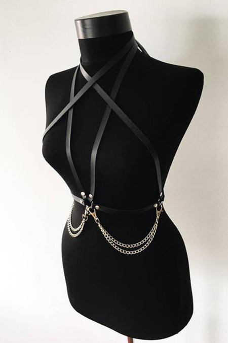 Chain Leather Chest Harness - Chest Accessory Undercoat -  Lingerie -  Gear -  Kit