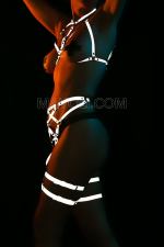 Club Dresses Sexy Glow in Darkness Reflective Harness Suit - Chest and Waist Leg Belt -  Wear