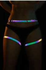 Colorful Reflective Sexy Hip Harness - Shiny in Darkness  Thigh Belt -  Kit - Reflector Lingerie