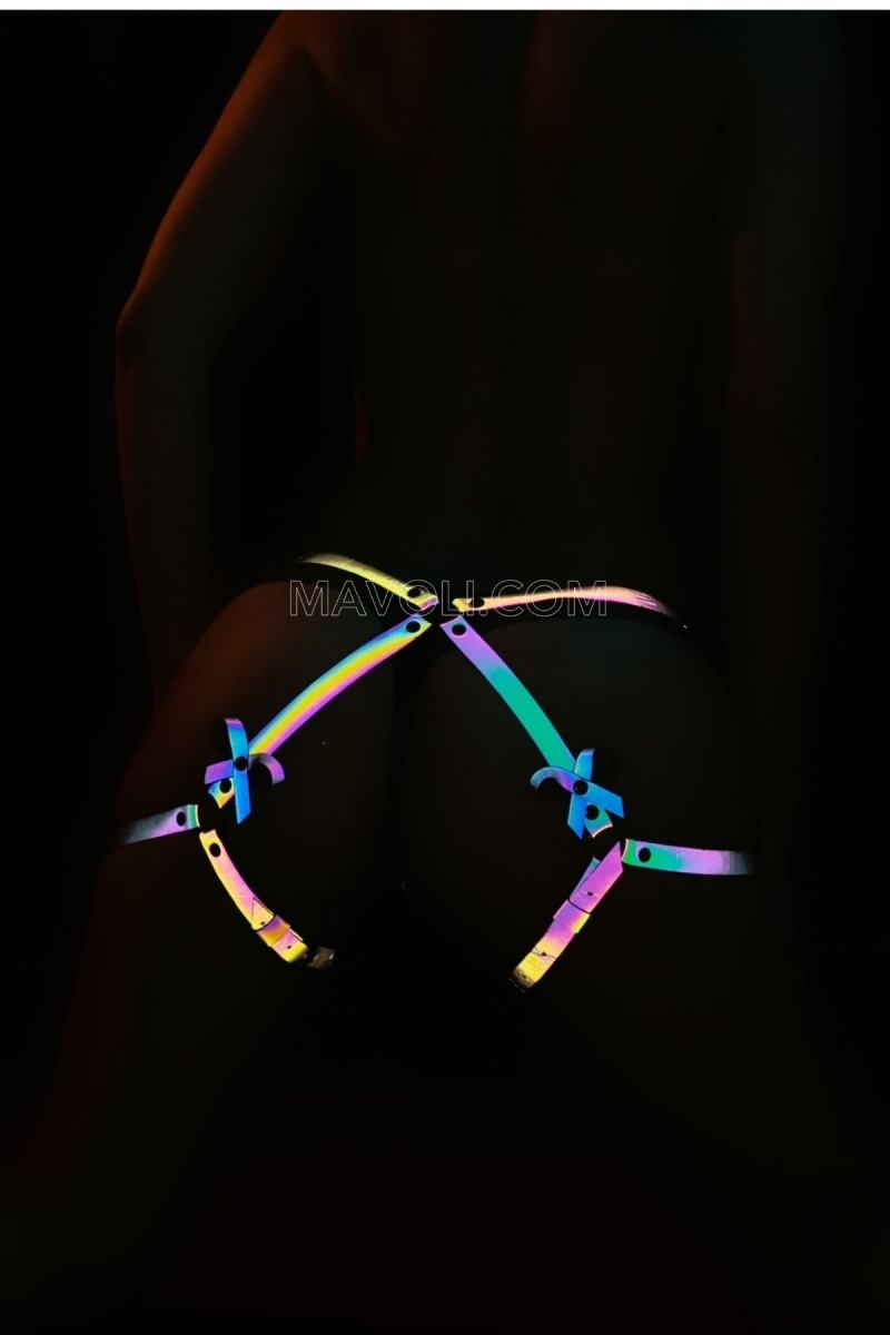 Colorful Reflective Sexy Hip Harness - Shiny in Darkness  Thigh Belt -  Kit - Reflector Lingerie