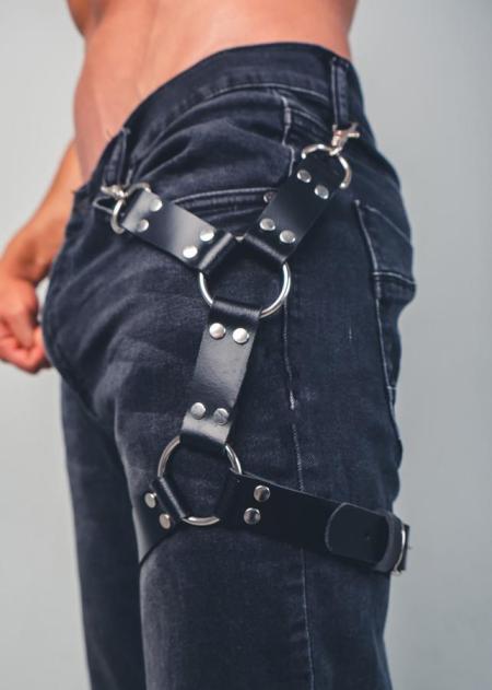 Men's Sexy Leather Legs Harness