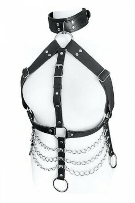 Plus Size Chain Leather Chest Harness