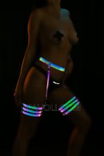 Rainbow Colorful and Glowing in Darkness Reflective Leg Harness - Bondge Garter -  Kit