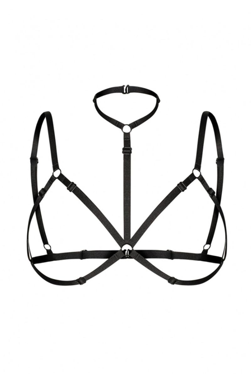 Sexy Harness Suitable For Daily Wear - Adjustable Elastic Cupless Bra - Collar Bustier -  Wear