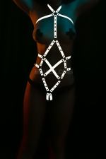 Staple Detailed Reflective Body Harness -  Lingerie - Reflector Night Clube Wear - Hot Dancer Clother