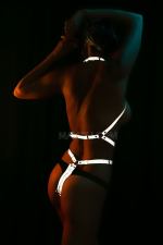 Staple Detailed Reflective Body Harness -  Lingerie - Reflector Night Clube Wear - Hot Dancer Clother