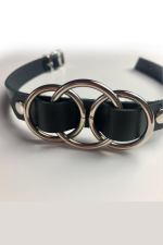 Stylish Leather Choker with Triple Ring Detailed Tuning