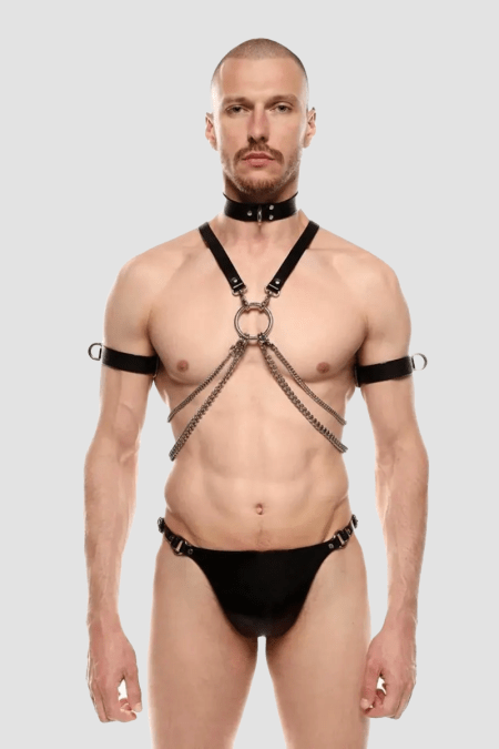 Men's Arms Neck & Chesh Harness with Chain