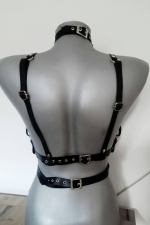 Women's Black Leather Harness Bra