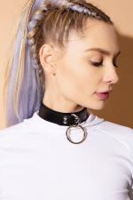 Women's Black Leather Harness Neck Collar Choker