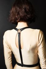 Women's Black Leather Harness Strap