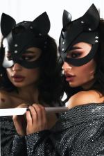Women's Black Leather Fantasy Mask