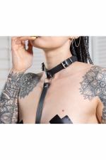 Women's Chain Black Leather Fantasy Choker