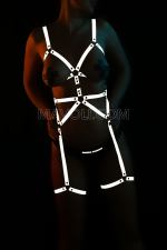 Women's Underwear Dance Costumes Reflective Harness - Cupless Shiny Reflector Club Wear -  Kit