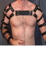 Men's Fancy Wear Leather Arm and Chest Harness