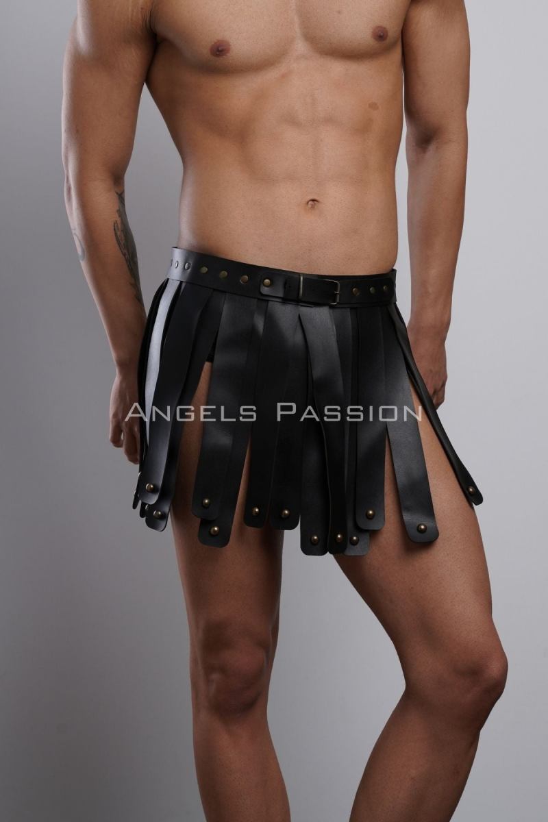 Leather Men Skirt Gladiator Skirt Mens Cosplay Costume