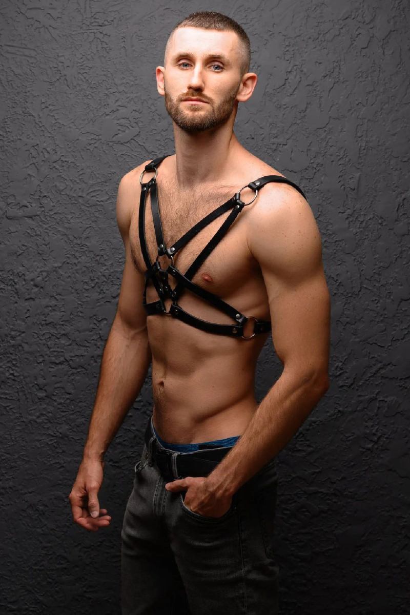 Men's Leather Harness Over Chest