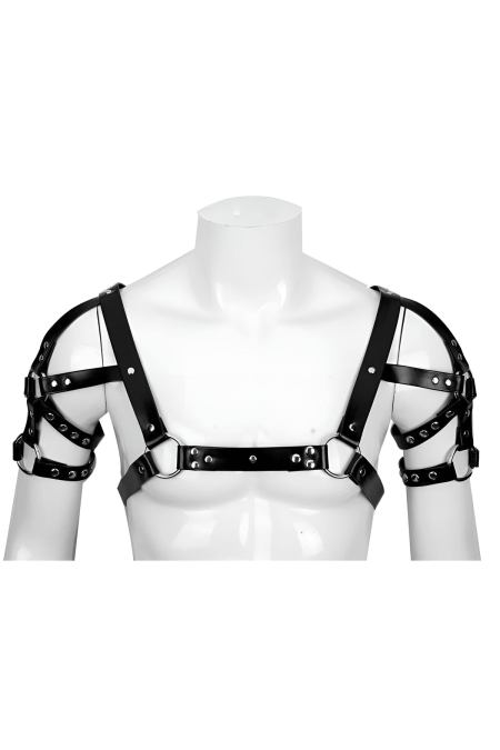 Stylish Leather Men's Harness with Shoulder and Sleeve Detail Men's Club Wear
