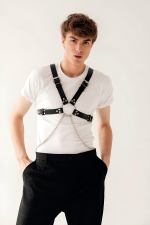 Stylish Chain Detailed Leather Men's Chest Harness