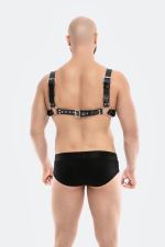 Stylish Men's Leather Bulldog Chest Harness with Chain Detail